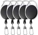 ZHIYE 5 Pcs Retractable Badge Reel Clips Key Belt Holder ID Card 60cm