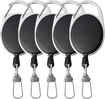 ZHIYE 5 Pcs Retractable Badge Reel Clips Key Belt Holder ID Card 60cm