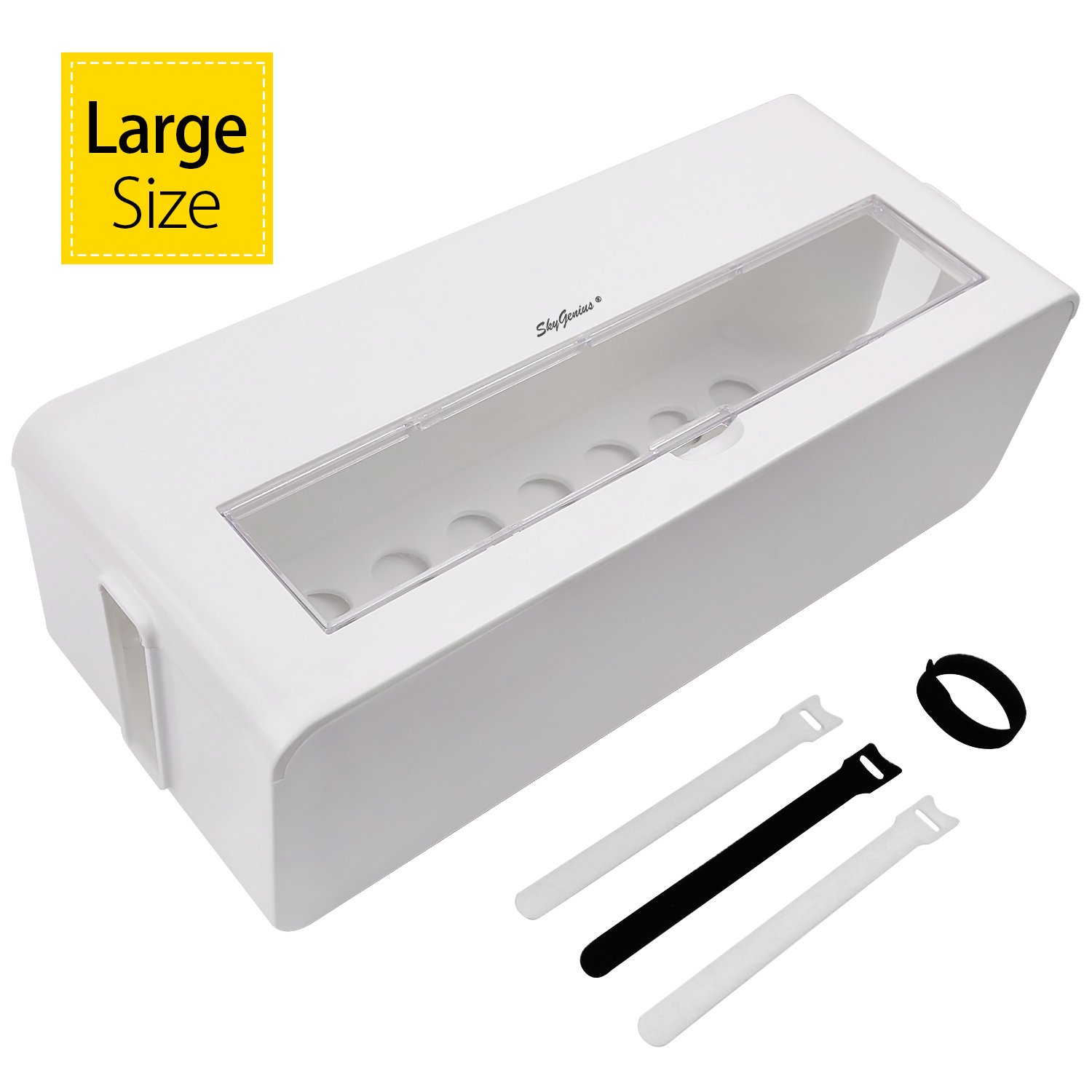 Large Cable Management Box Organizer 15 x 6.1 x 4.9 inch, White Cord