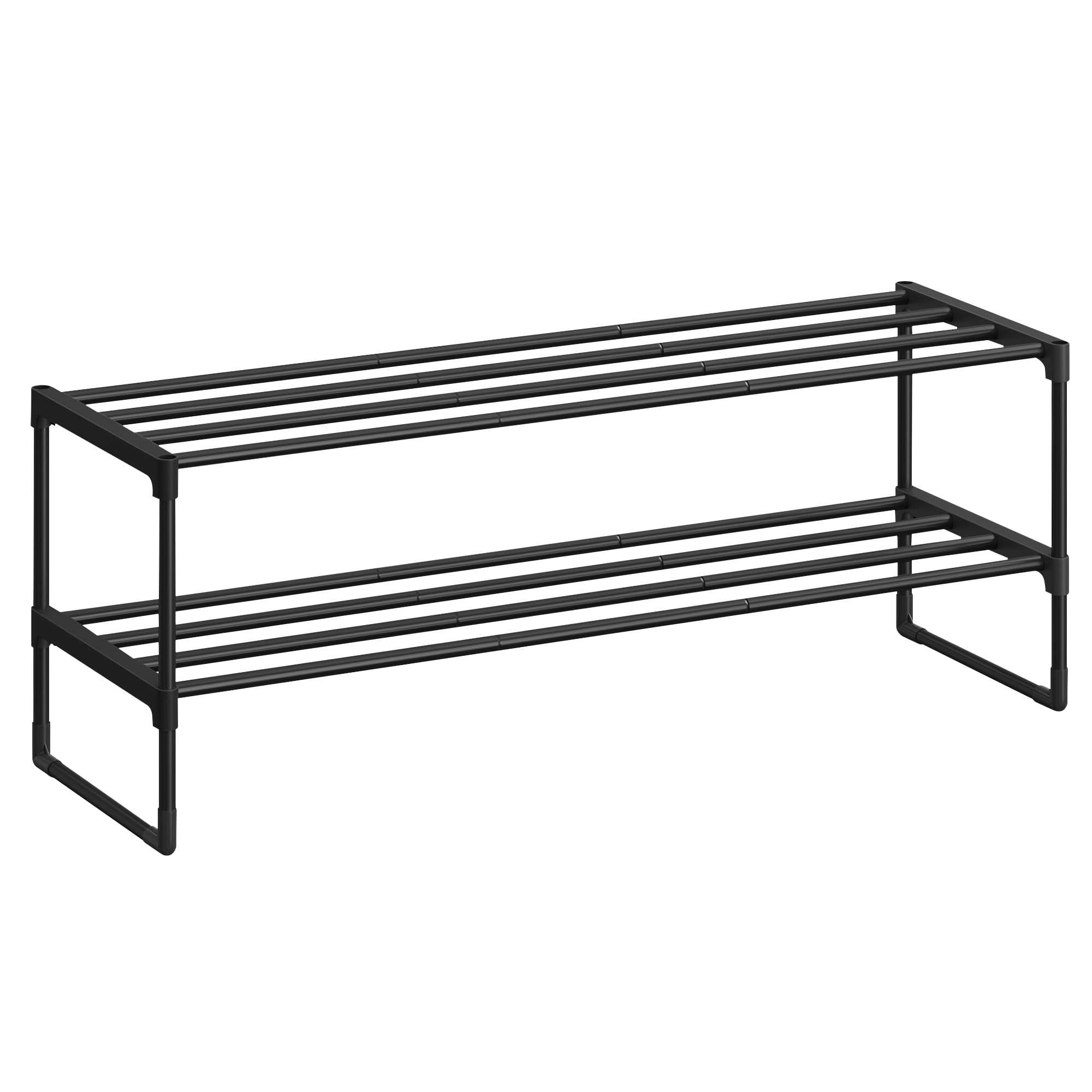 Photo 1 of **FOR PARTS/ HAS DAMAGED PIECES*** SONGMICS Shoe Rack, 2-Tier Shoe Organizer, Metal Storage Shelf, Upright or Upside Down, for 12-15 Pairs, Stackable, for Entryway, 11.8 x 36.2 x 13.4 Inches, Black ULSA12BK