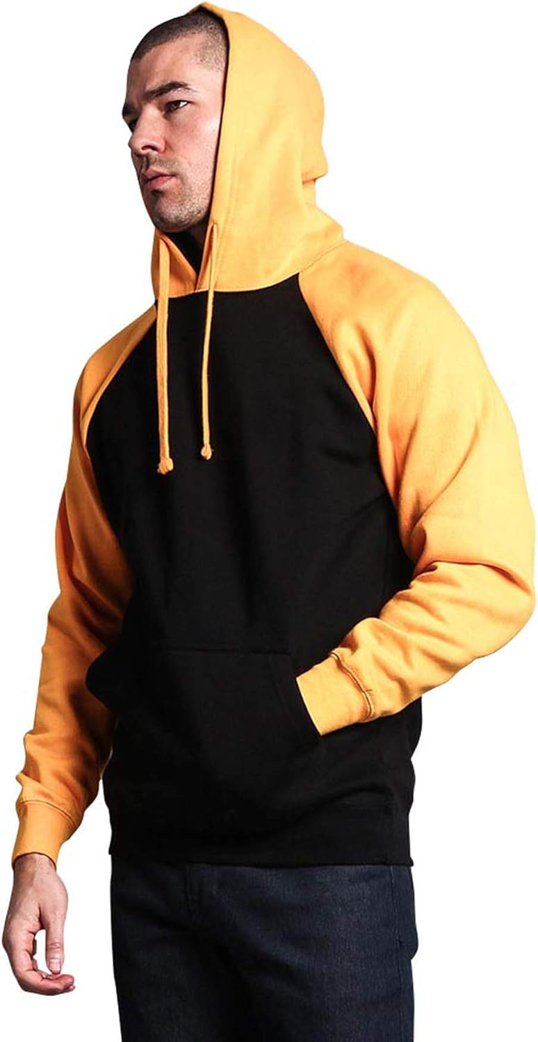 G-Style USA Premium Heavyweight Contrast Raglan Sleeve Pullover Hoodie Sweatshirt at  Men’s Clothing store
