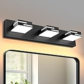 LKHF LED Modern Bathroom Vanity Light Fixtures 3-Light 5CCT Dimmable Matte Black Vanity Lights for Bathroom Lighting Fixtures Over Mirror, with 350° Rotatable Acrylic Heads, 22-inch