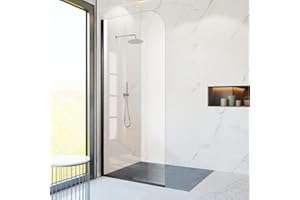 PHMUNY Glass Shower Panel, 30" W x 78" H Semi-Framed Fixed Shower Glass Panel in Matte Black with 5/16"(8mm) Clear Tempered Glass Door, Simple Shower Door Panel for Bathroom