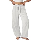 ATHMILE Barrel Sweatpants Women Fall Fashion Wide Leg Pants 2026 Baggy Lounge Comfy Flowy Sweat Pants with Pockets