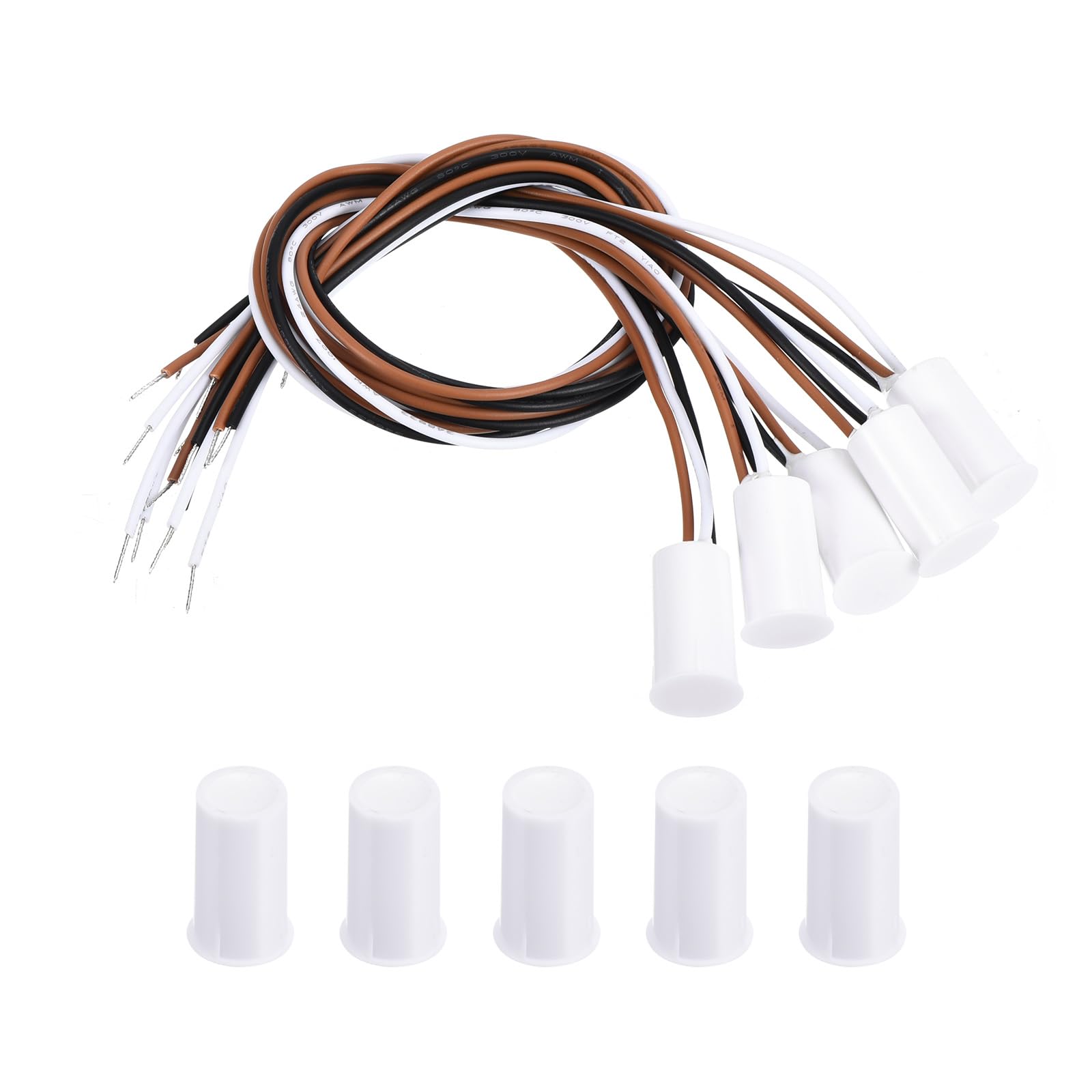 PATIKIL Magnetic Reed Switch, 5 Pack NO NC Ring Alarm Contact Sensor Wired Recessed Door Sensor Window Contact Switch for Alarm System, White