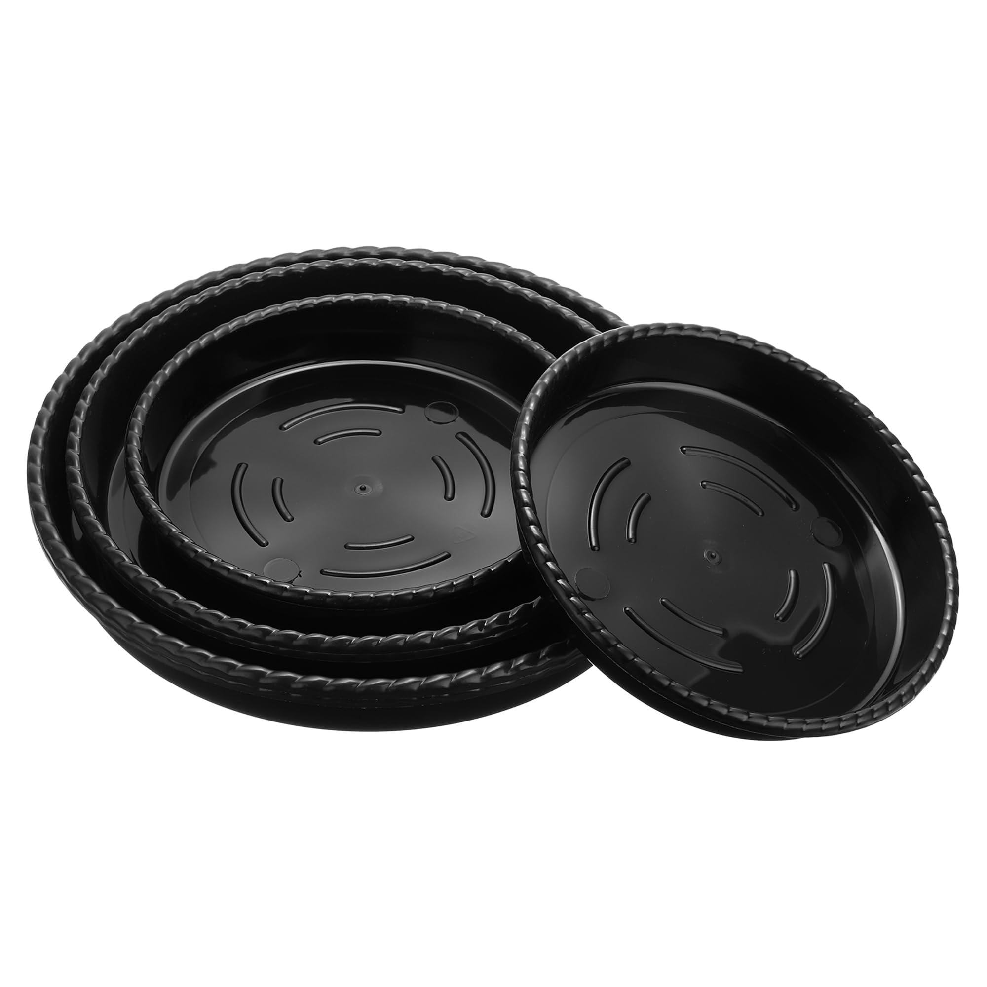 M METERXITY 6 Pack Planter Saucers - Plastic Plant Tray Flower Pot Drip Trays Round Apply to Outdoor/Garden (8"/10"/12", Black)