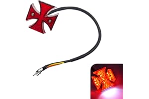 Arwrilt Motorcycle LED Tail Light, Cross Style Motorcycle LED Rear Brake Light, Watarproof Retro Cruiser Cross Rear Light, Modification Accessories for Motorcycles (Red)