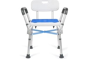 TABEKE Shower Chair for Inside Shower, 550lb Heavy Duty Shower Chair with Backrest & Padded Armrest, Non-Slip Height Adjustable Shower Bench, Shower Seat for Bathtub, Elderly and Disabled