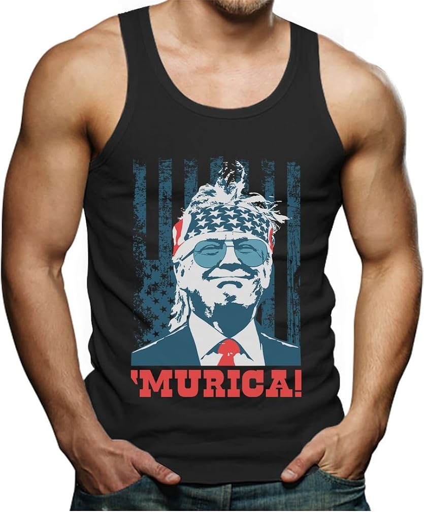 Donald Trump 2020 Tank Murica 4th of July Patriotic American Party USA Singlet: Clothing