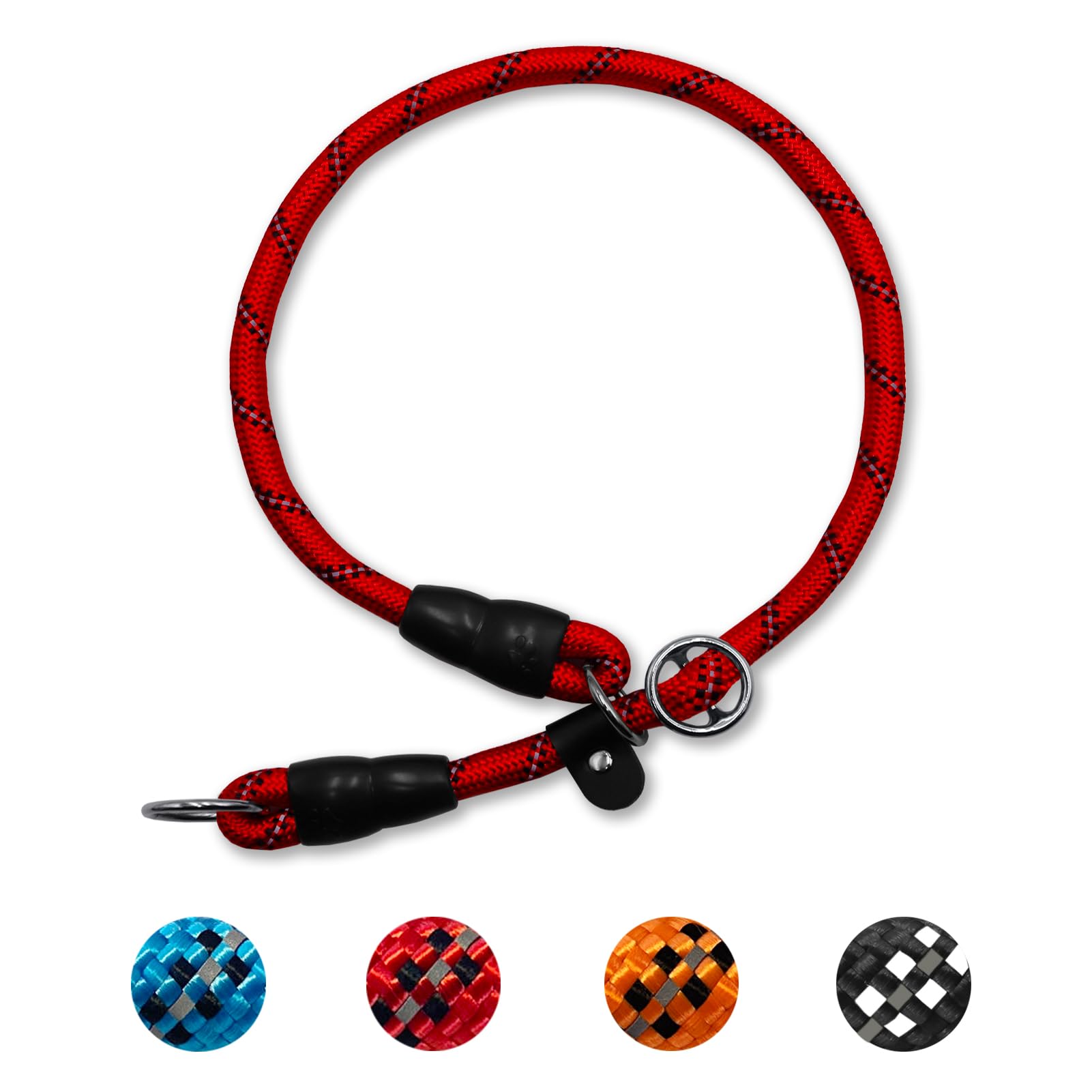 LOS ANDES Dog Slip Collar Reflective Choke Collar with Adjustable Stopper Nylon Rope Collars Martingale Collar Training Collar for Small, Medium and Large Dogs (Red, Ideal for neck under 45cm) โ image 1