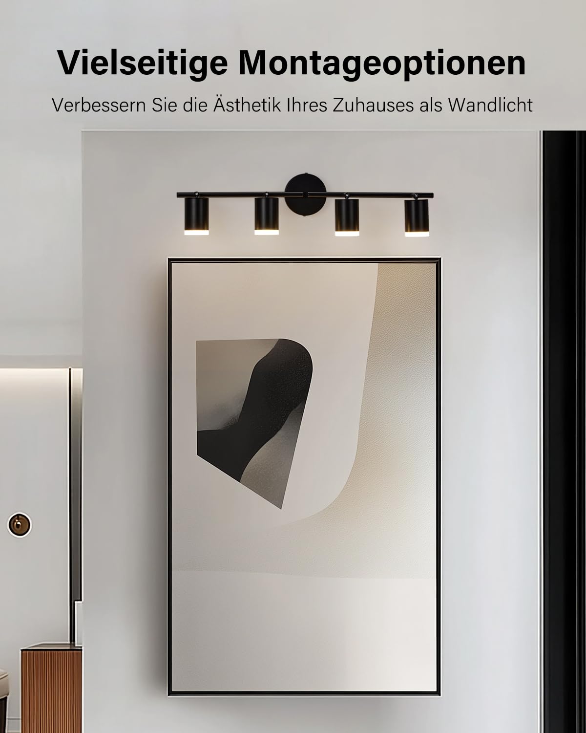 Leselux Deckenstrahler LED 4 Flammig, Metall Deckenstrahler Schwarz, Strahler Deckenleuchte Schwenkbar, Deckenlampe Spots GU10, Deckenspot Innen für Küche Wohnzimmer Schlafzimmer (Ohne Leuchtmittel) 7