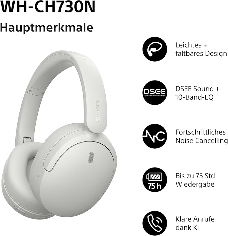 WH-CH730N Kabellose Noise Cancelling Kopfhörer - Weiß Exklusiv Amazon