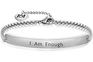 MYOSPARK I Am Enough Bracelet Inspirational Bracelet Identification Bracelets for Her
