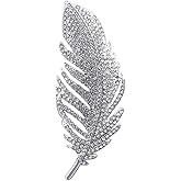 QLUYCKW Rhinestone Feather Brooches Pin for Women Men Dainty Fashion Gold Silver Crystal Feather Leaf Brooch Lapel Pins Clothing Bag Dress Birthday Party Jewelry