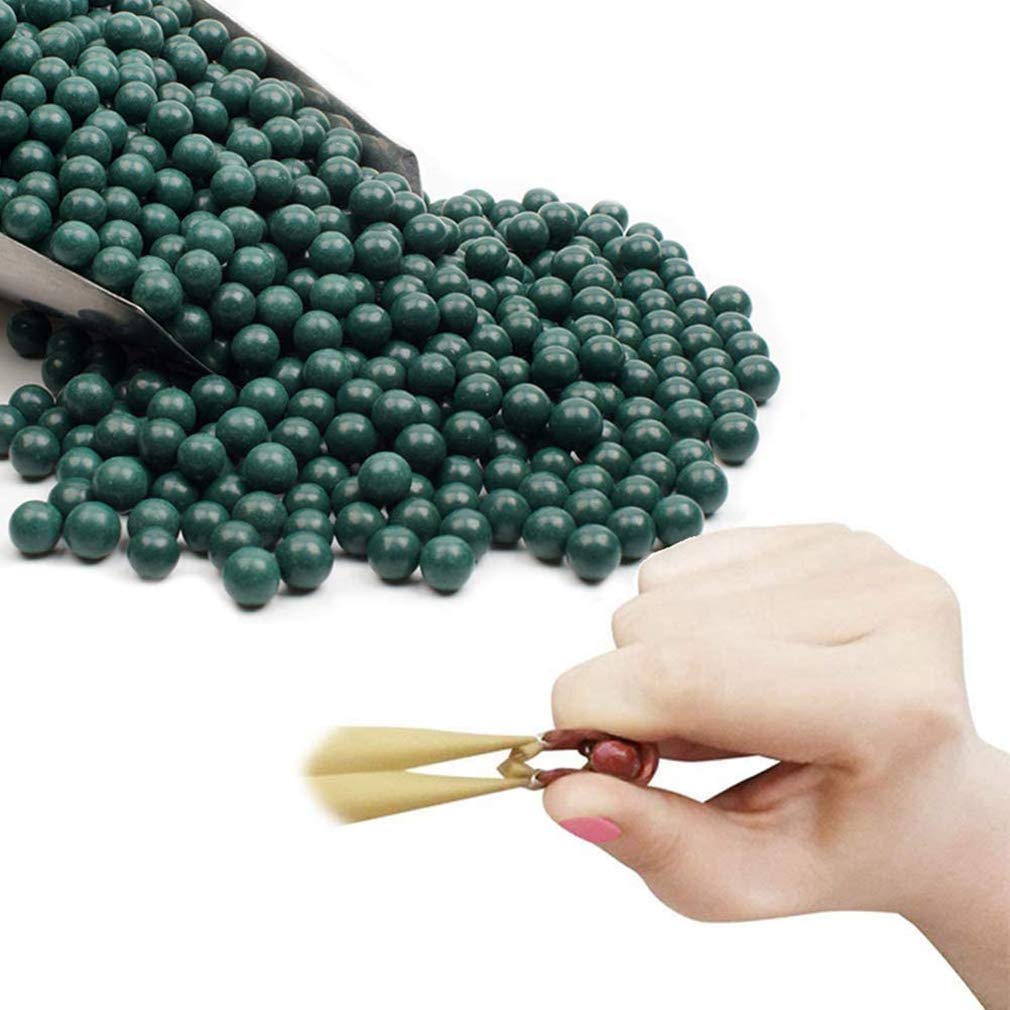 Schleuder 650pcs 10mm Slingshot Ammo Catapult Balls, 3/8" Biodegradable Mud Ammo Made by Hard Clay for Shooting Target Practice and Professional Hunting, Gifts for Sling Shot Fans (Green)