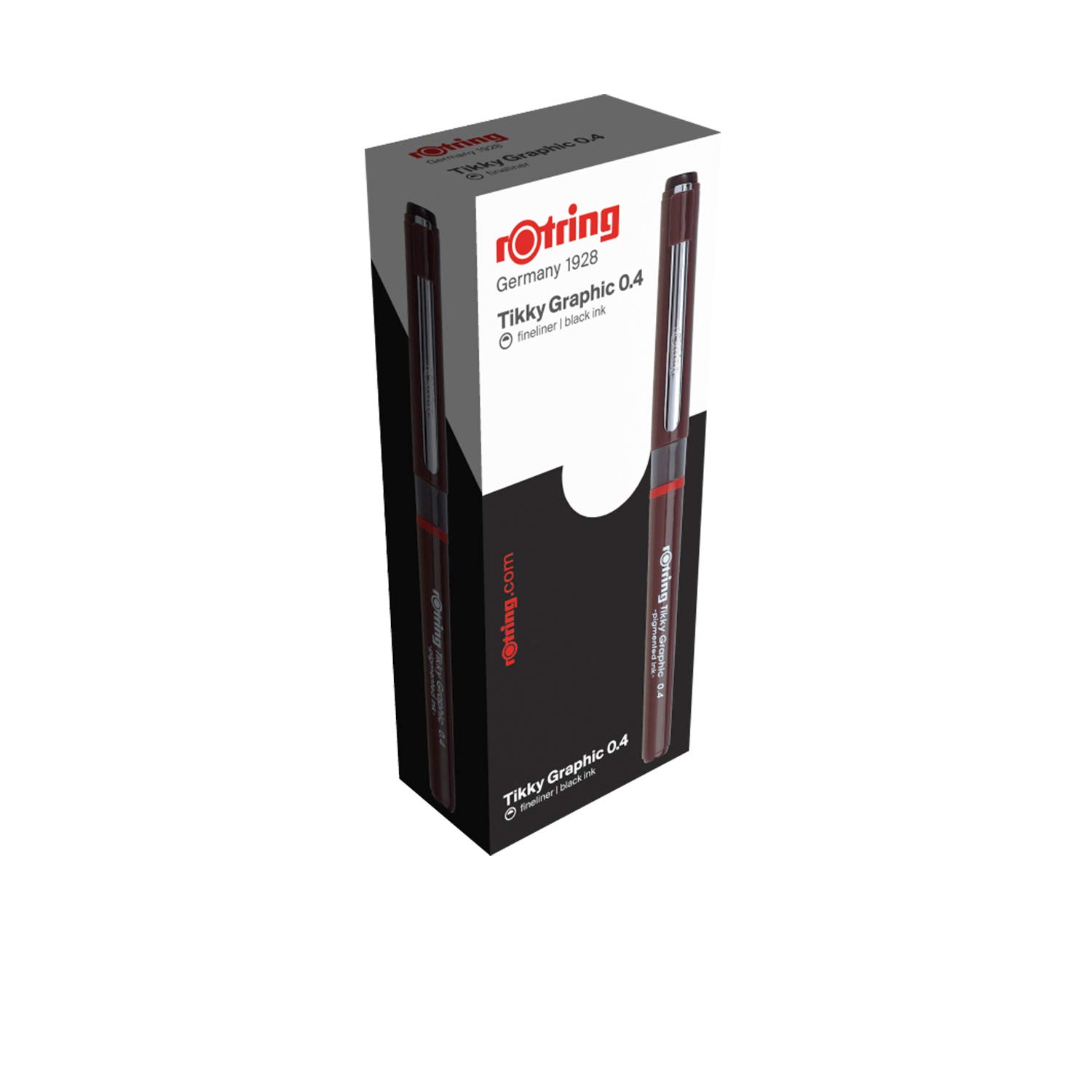 rOtring Tikky Graphic 0.40 mm Black Fibre Tip Pen, Box of 12