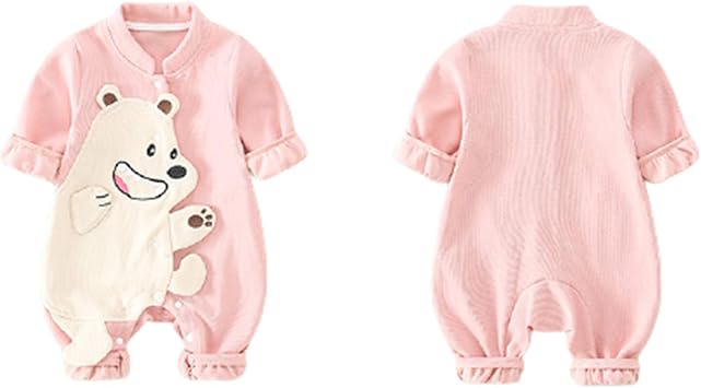 Amazon Co Jp ベビーワンピースロンパース新生児長袖幼児キッズボディスーツ幼児女の子ジャンプスーツコットン外出春と秋0 3ヶ月の服装 スポーツ アウトドア