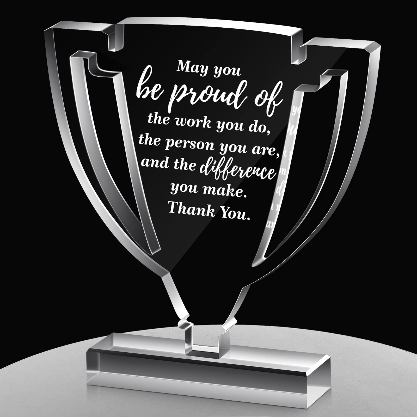 Photo 1 of Yinder Thank You Gifts for Women Christmas Desk Decor Gifts for Teacher Coworker Doctor Nurse Leaving Job Inspirational Quotes Farewell Gift for Boss Staff Home Office Desk Decor(Trophy Style)