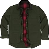 Lisskolo Men's Workwear Flannel Lined Barn Jacket, Snap Button | 8.3 oz 100% Prewashed Cotton, Flannel Sleeve Lining, Corduroy Collar, 6-Pocket Oversized Utility Chore Coat