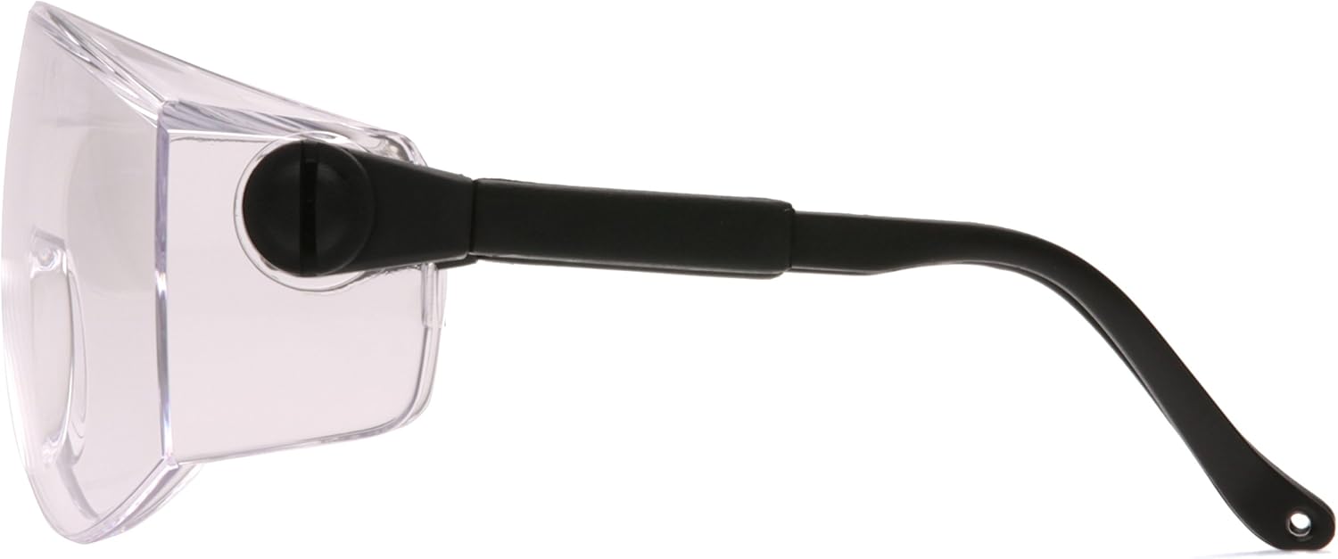 Pyramex Defiant Safety Eyewear, Jumbo Size Clear Lens with Black Temples : Hunting Safety Glasses : Sports & Outdoors