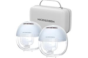 Breast Pump Hands Free with Carrying Bag, Wearable Breastfeeding Pump with 3 Modes & 12 Levels, NICEGREEN Life Electric Portable Breast Pump, 24mm, 2 Pack Blue