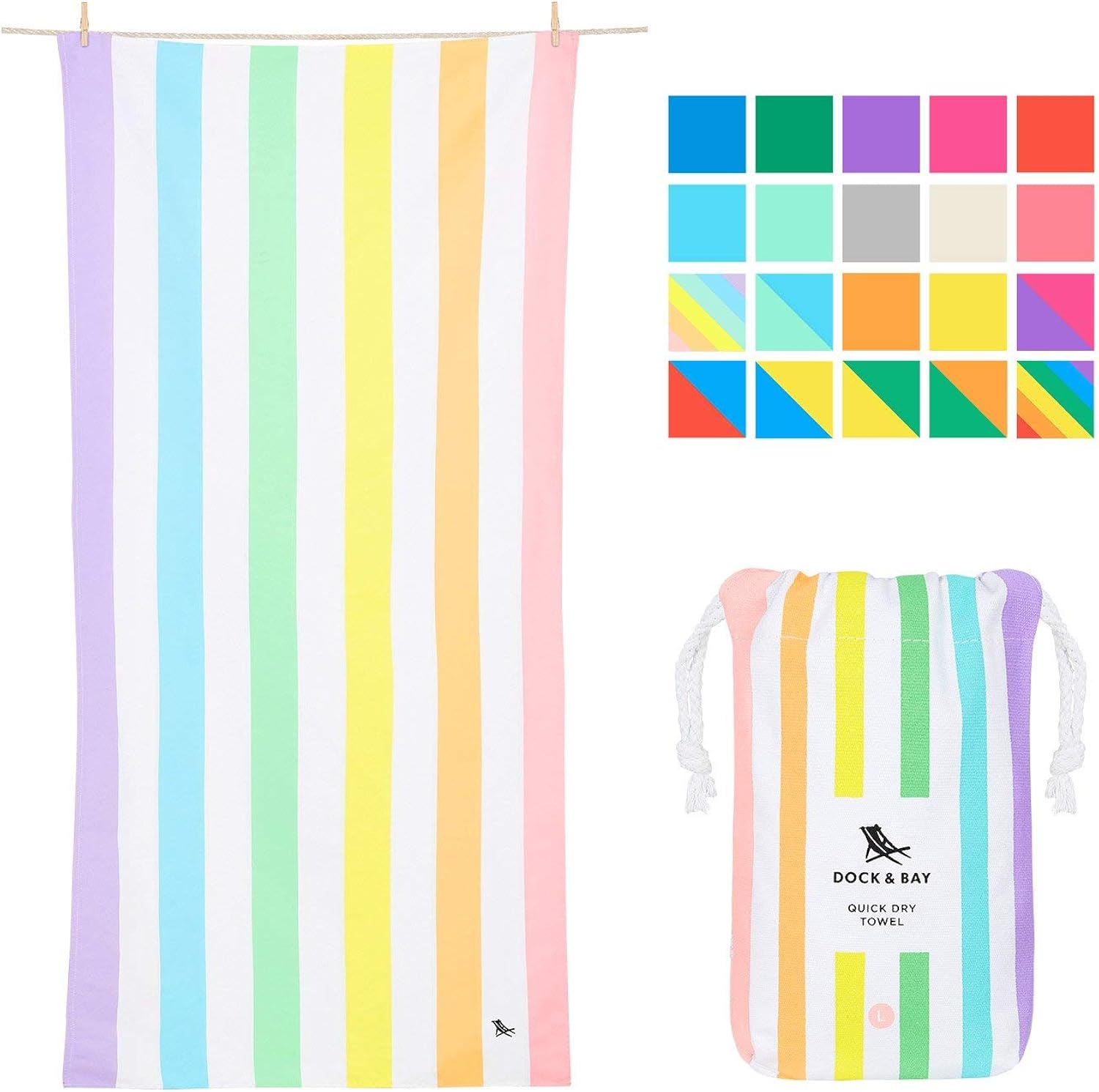 Dock & Bay Lightweight Beach Towel for Travel - Extra Large XL 78x35, Large 63x31 - Swim, Pool, Yoga, Travelling