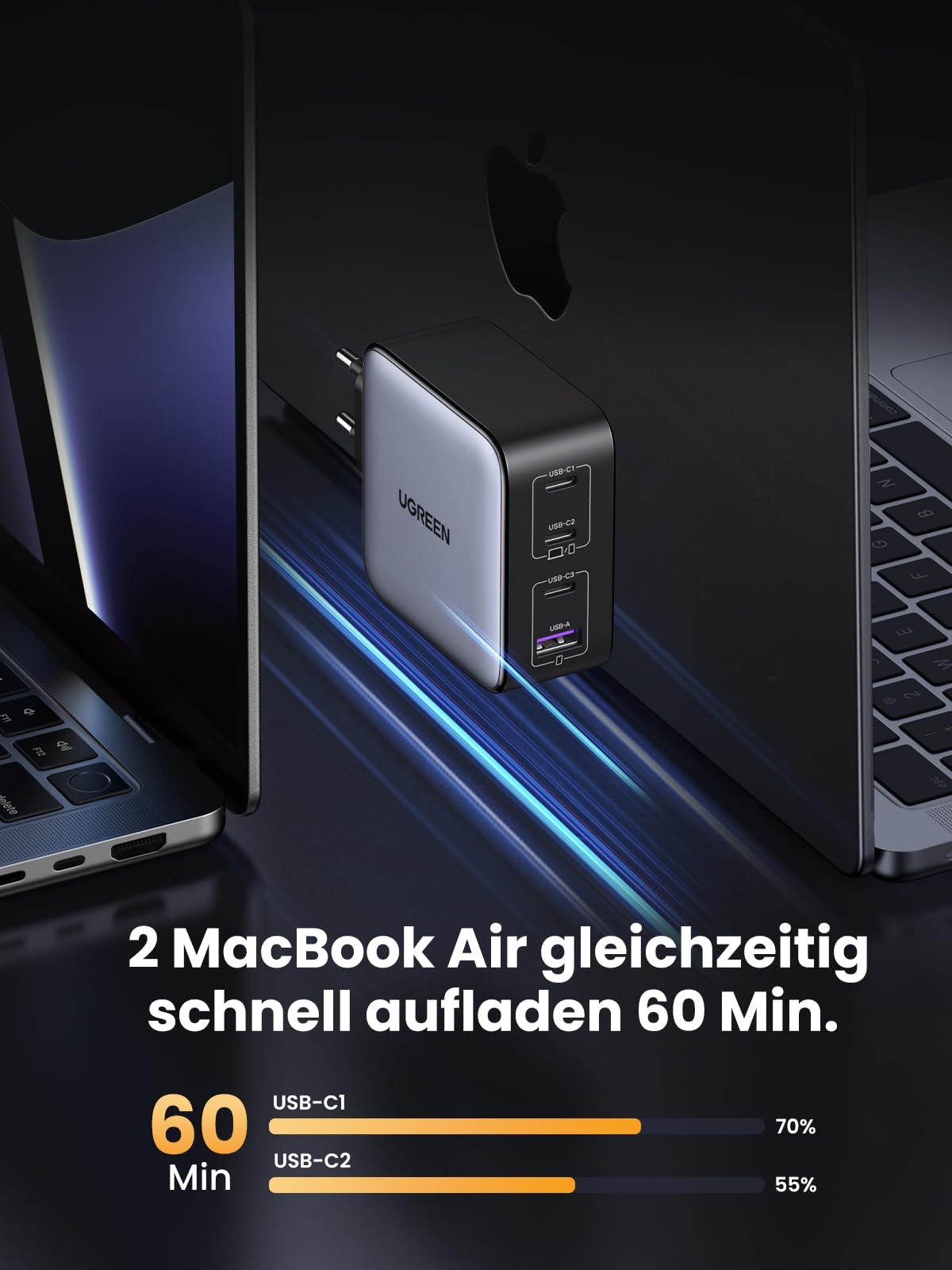 UGREEN Nexode 100W USB C Ladegerät 4 Ports Netzteil GaN Charger PD Schnellladegerät kompatibel mit MacBook Pro, iPhone 17-8 Serien, iPad Serien, Galaxy S25 Ultra, S24+ usw 4