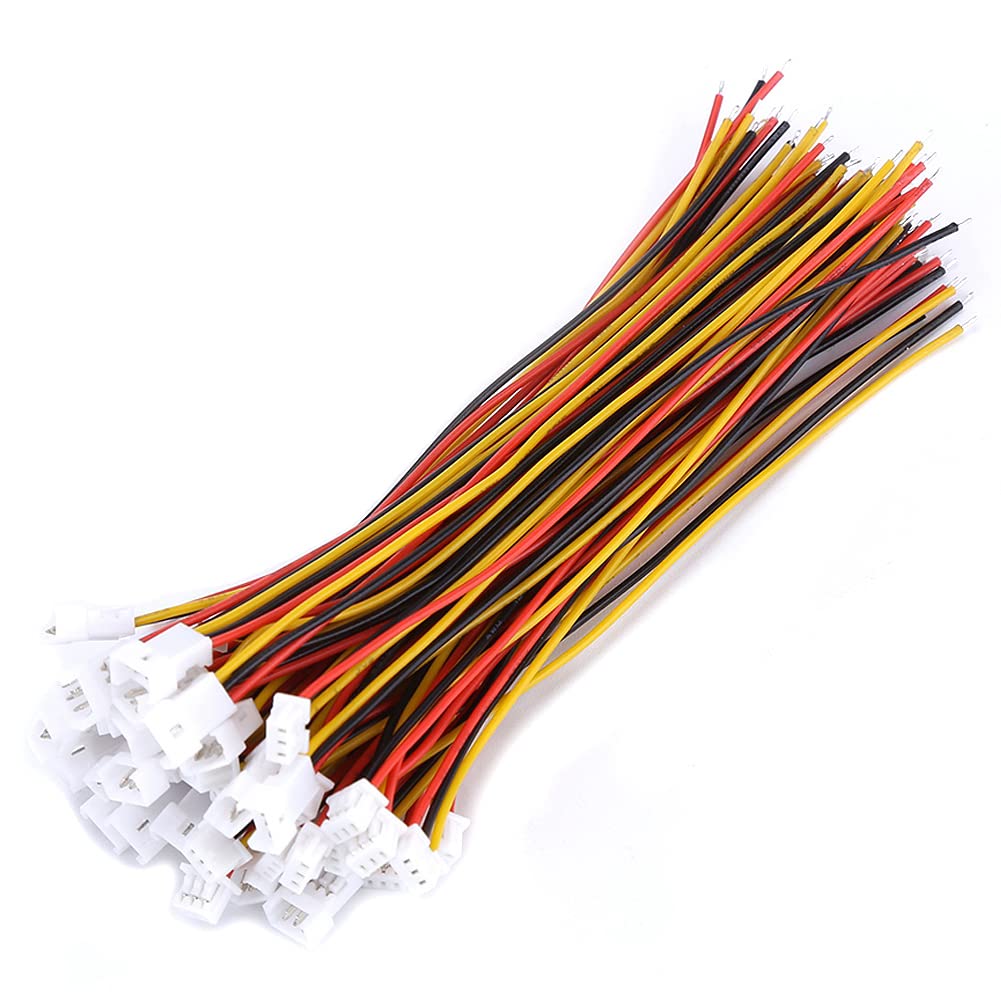 JST Angle Connectors - 20 Sets/pack Micro JST 1.25MM 2-Pin/3-Pin Male&Female Connector Plug with Wires Cables(3pin)