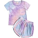 Aruzig Toddler Baby Girl Summer Outfits Short Sleeve T-Shirt and Shorts 2Pcs Clothes Set for Girls