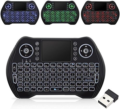 Wireless Keyboard with backlight, 2.4GHz Portable Rechargable Keyboard with Touchpad Mouse for Android TV BOX,PC,PAD,XBOX