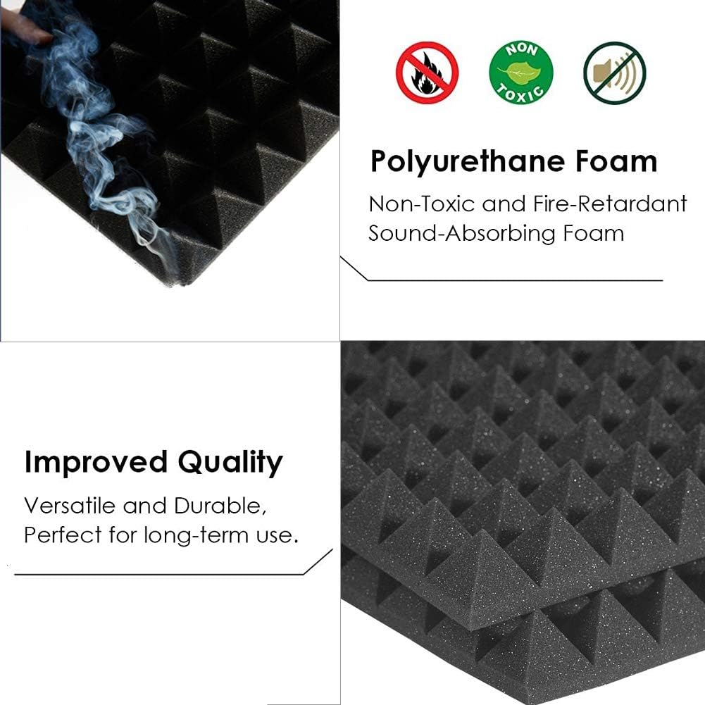 24pcs Soundproofing Acoustic Foam Fireproof Studio Sound Absorption ...