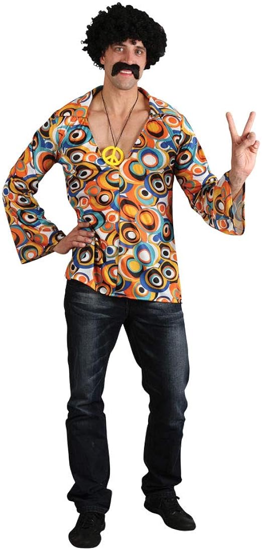 Adult Mens Groovy Hippie Shirt Fancy Dress Costume Amazon.co.uk Clothing