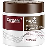 Karseell Hair Color Depositing Conditioner, Brown Hair Mask for Colored and Bleached Hair, Professional Refreshes Brown Color & Tone 500mL 16.9 fl oz