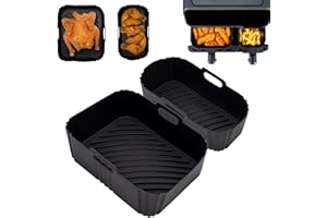 Silicone Air Fryer Liners for TFAL and Philips Dual Basket 5.2L/3.1L, Reusable Accessories for T-fal Dual Easy Fry XL 8.7Qt, 