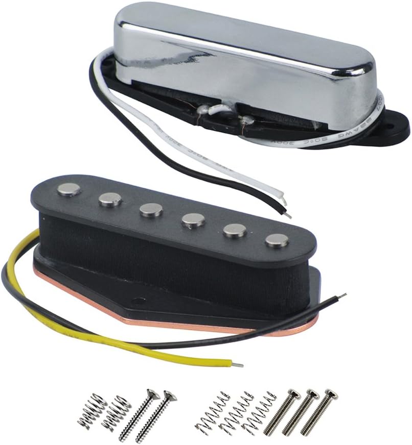 FLEOR Vintage Single Coil Pickups Set Chrome Neck & Bridge Pickup (50mm/55mm) Alnico 5 Magnet for TL TE Style Guitar Parts