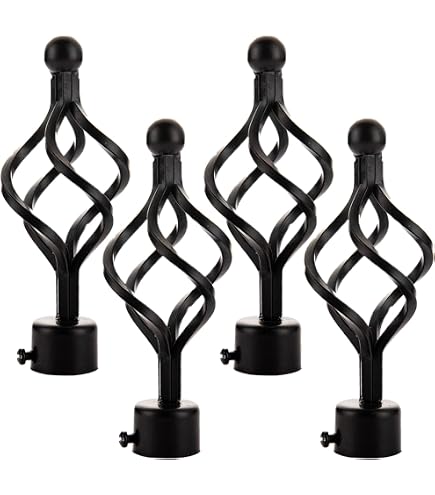 GORGECRAFT 2PCS Black Cage Curtain Rod Finials - 28mm Hole, Iron End Caps For Roman Rods - View #10
