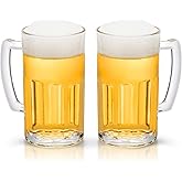 COKTIK 2 Pack Heavy Large Beer Glasses with Handle - 20 Ounce Glass Steins, Classic Beer Mug glasses Set