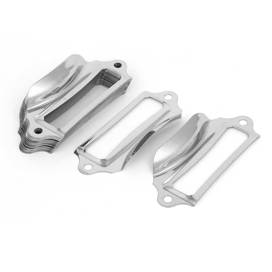 Sourcingmap Label Holder Pull Handles, Vintage Label Frame Drawer Knobs for Cabinet Cupboard, Silvery 69x29mm Pack of 25 w Screws
