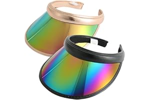BEEVARN 2 Pack Sun Visor Hats Women Men Clip-on Iridescent Clear Sport Outdoor Cap