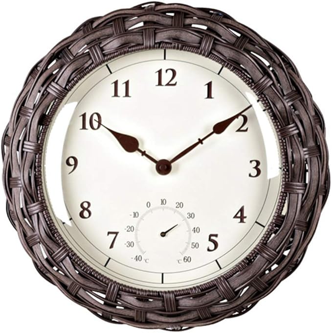 &Wall Clock Wall Clock NonTicking Rattan Wall Clocks With Temperature