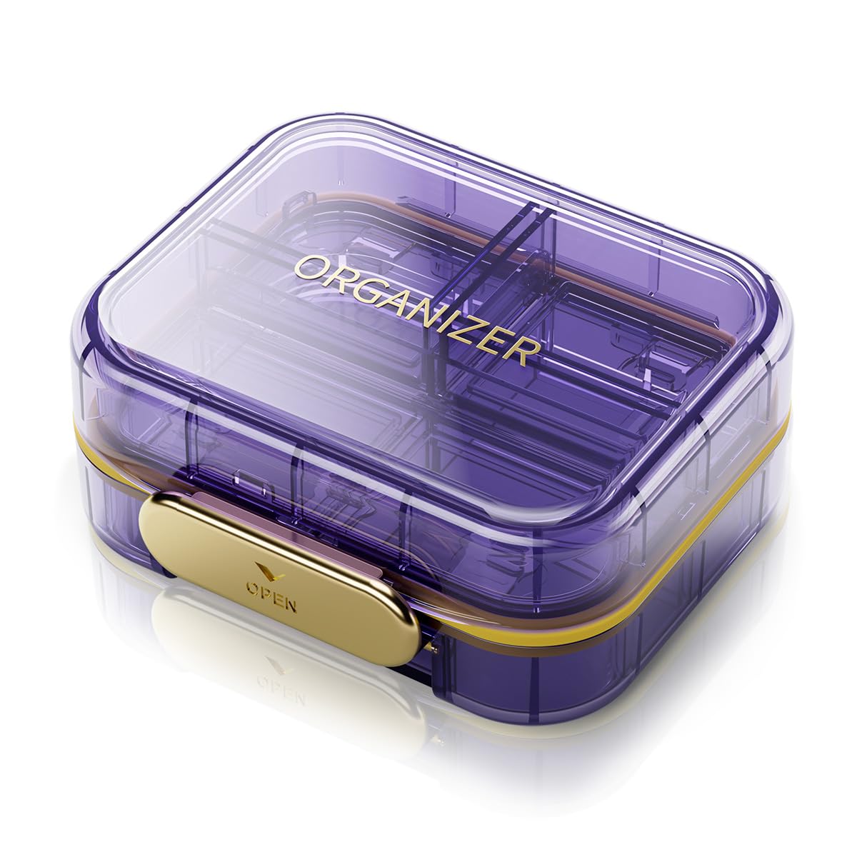 Photo 1 of ZDQZC Portable Travel Pill Organizer with 7 Compartments - Perfect Weekly Pill Case Waterproof Pill Box for Daily Vitamins and Medicine, Small Pill Container for Pocket Purse (Purple)
