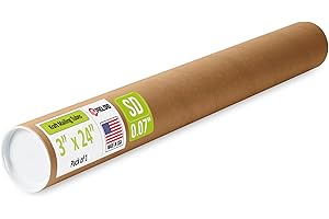Paclord 3" x 24" Reinforced Kraft Paper Mailing Tube, Pack of 1 Tube with 2 Caps – Secure USPS Approved Poster Tube – Cardboard Tube for Shipping and Storing Posters, Prints, Artwork, or Documents