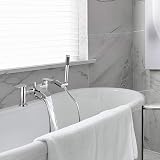 Hapilife Bath Mixer Taps Waterfall with Handheld Shower Chrome Brass Deck Mount view 9