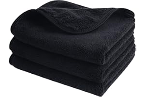 Sinland 3 Pack Microfiber Facial Cleaning Cloths Plush Makeup Removing Towels Fast Drying Washcloth with Silky Satin Edging B