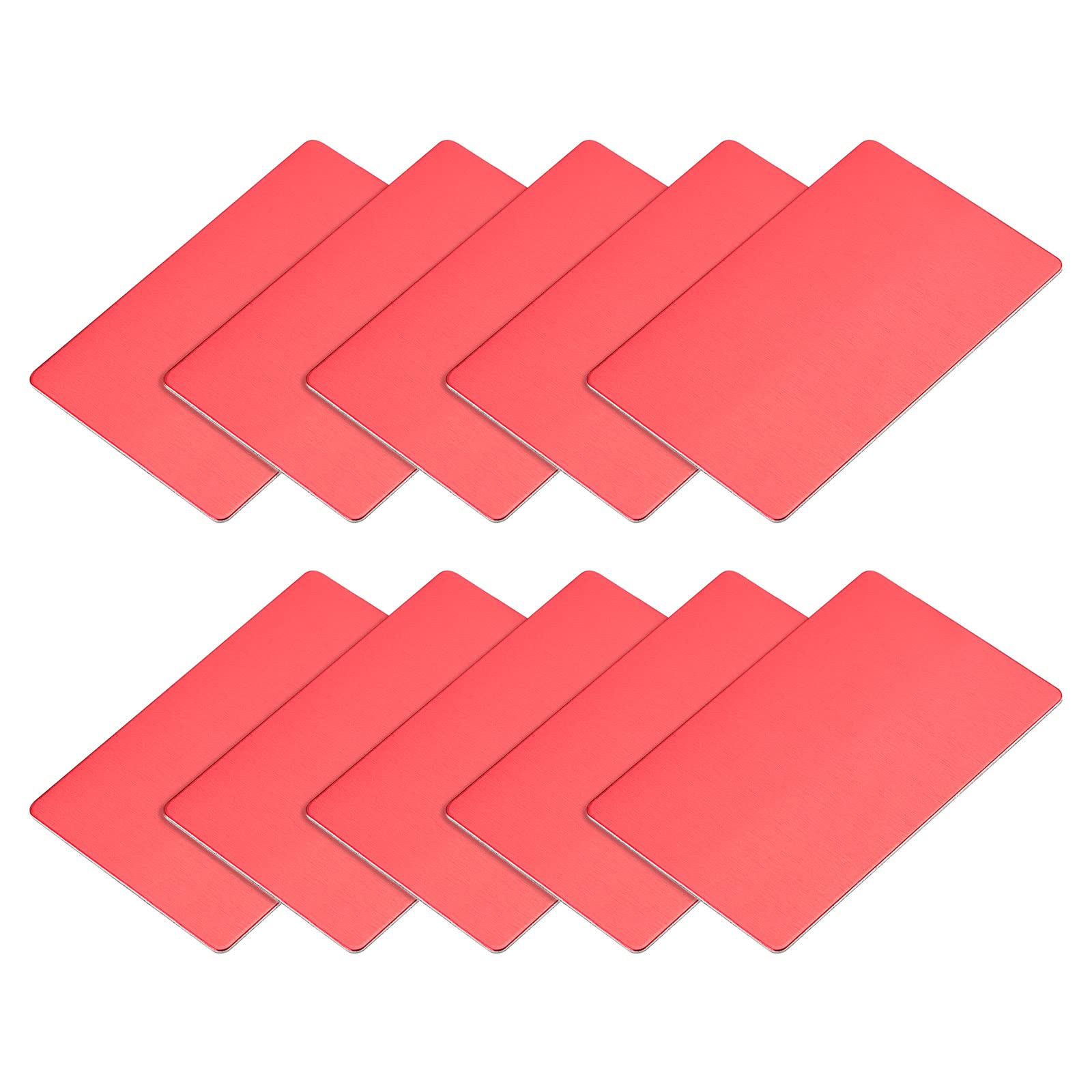 METALLIXITY Blank Metal Card (100mm x 60mm x 1mm) 10Pcs, Anodized Aluminum Nameplate - for Home Indoor DIY Signage Etching, Red