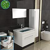 Badmöbel Set mit Waschbecken aus Mineralguss, Unterschrank und Spiegel