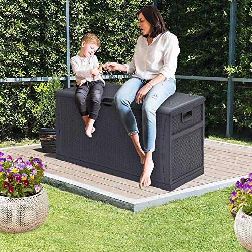 image for INTERGREAT Patio Deck Box Outdoors Storage Backyard Furniture Rattan C