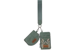 MONTANA WEST Wrangler KeyChain Wristlet Wallets for Women Western Dual Pouch Wristlet Embroidered Boot Scroll Card Holder Wallet With Zipper