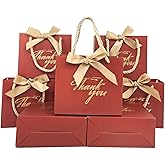 TKSBAG 20 Pack Small Red Thank You Gift Bags With Handles-5.5''x 2.5''x4.7'' Mini Gift Bags Bulk for Baby Shower, Birthday, Wedding, Back to School, Summer Party