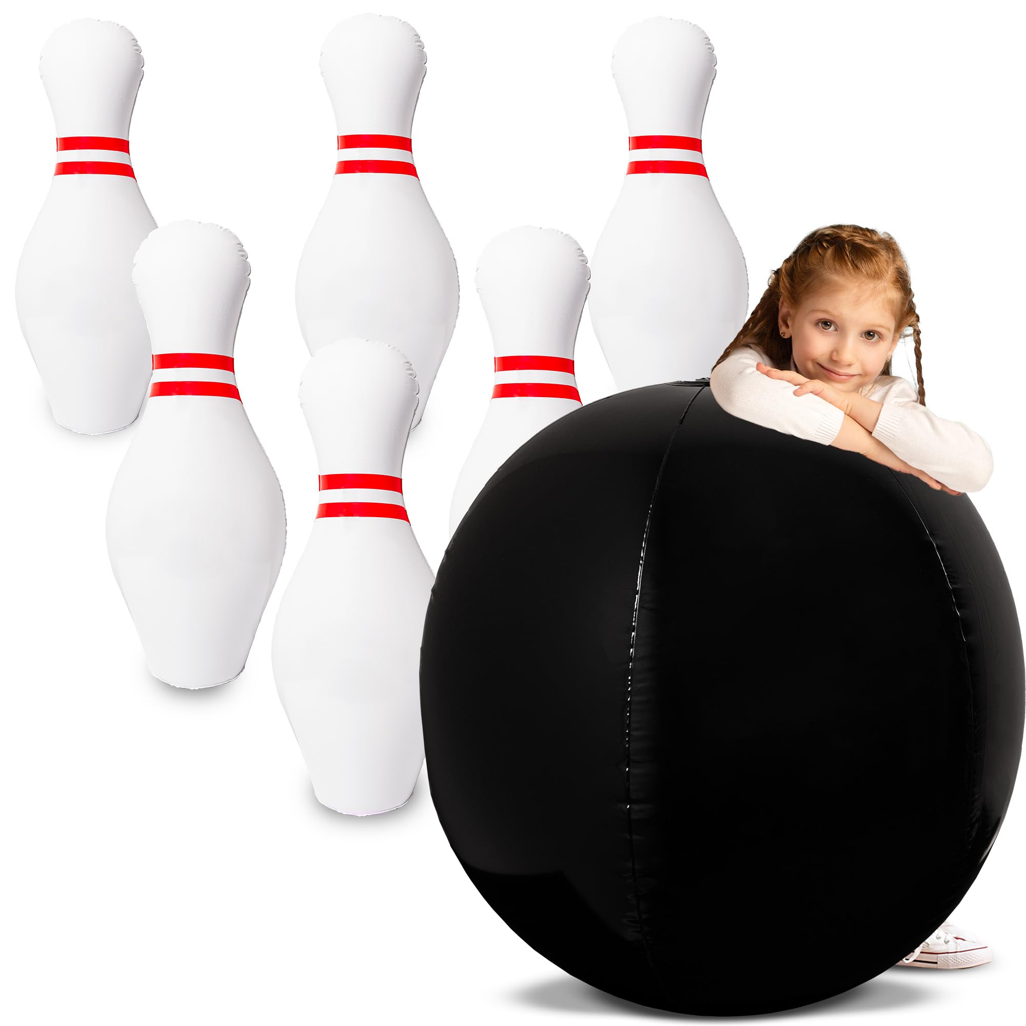 Photo 1 of Island Genius Giant Inflatable Bowling Set - Jumbo Bowling Game for Indoor/Outdoor Lawn Parties, Kids 3-6 Years
